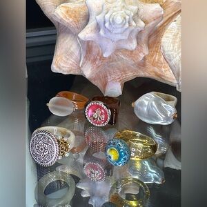 Elegant STONES, RESIN, CERAMIC Statement Women's Ring Set of 5 (A)